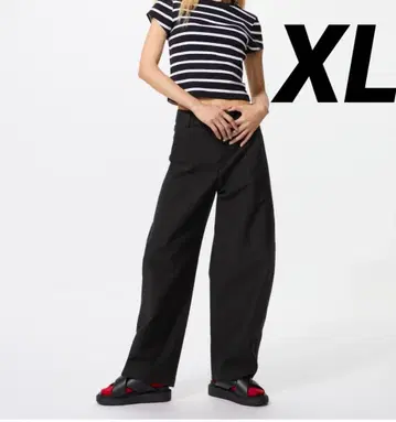 [새상품] UNIQLO 저지 배럴 레그 팬츠 검정 블랙 XL