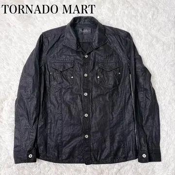 인기! TORNADO MART 코팅 셔츠 y2k 시크 스타일 블랙