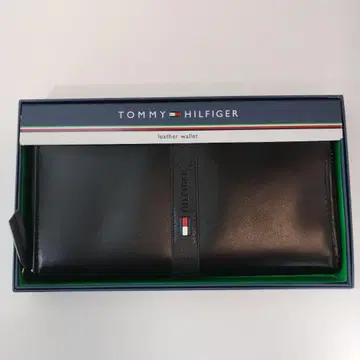 TOMMY HILFIGER 블랙 가죽 장지갑