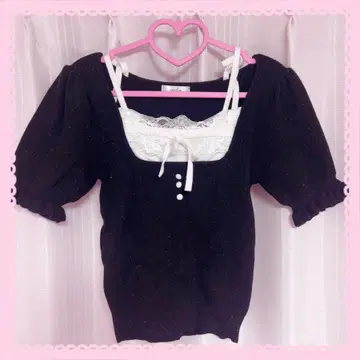 evelyn 에블린 가슴 레이스 라메 니트