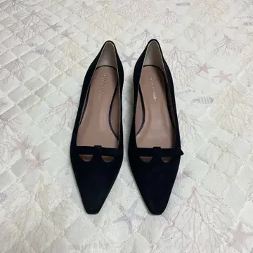 미사용 리본 펌프스 23.5cm 블랙