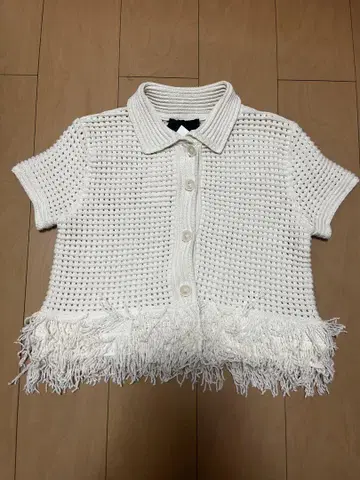 화이트 프린지 숏 니트 L 사이즈 ZARA