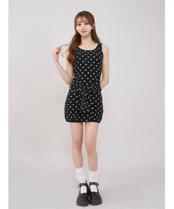 Darich 다리치 허리 마크 도트 니트 미니 원피스