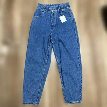 새상품 ZARA 미사용 택 포함 데님 팬츠 밴딩 하이웨스트 S26