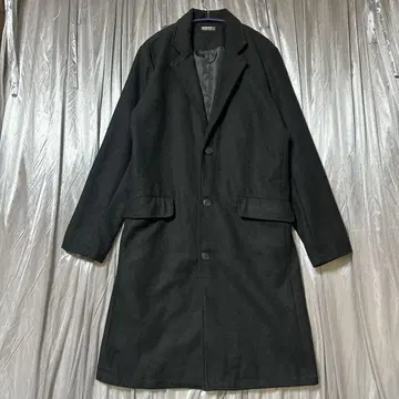 울 혼방 블랙 체스터 코트 롱 기장 슬림 M modified