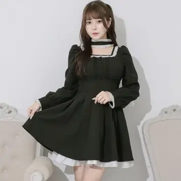 pium 초커 프릴 도리 원피스