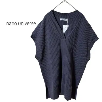 새상품 택 포함 nano universe 다크 그레이 V넥 니트 베스트
