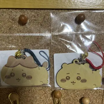 치이카와 (먼작귀) 구운 방울 달린 끈 키링 세트 (치이카와, 하치와레)