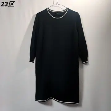 23구 사이즈 38 7부 소매 니트 원피스 튜닉 블랙 검정 라인