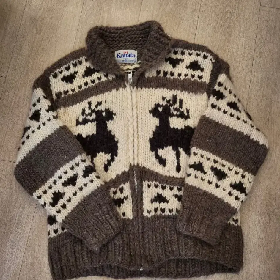 Kanata Cowichan Original Heavy Wool Sweater Knit Zip-up #카나타