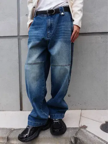 ALUDE hem snap wide status denim 데님