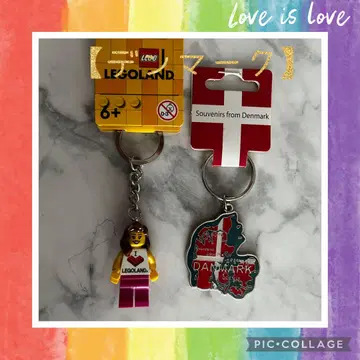 초레어 LEGO 레고 캐릭터 & 덴마크 지도형 키링 2개 세트