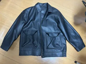 블랙 레더 오버 자켓