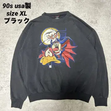 90s usa제 블랙 루니툰 태즈매니안 데빌 맨투맨 XL
