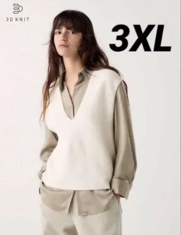 택 포함 새상품 유니클로 3D수플레얀 V넥 베스트 3XL