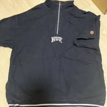 HUF 하프 지퍼 반팔 맨투맨 M 코튼 블랙