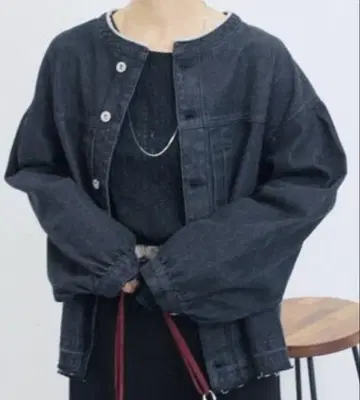 노카라 블루종 데님 자켓