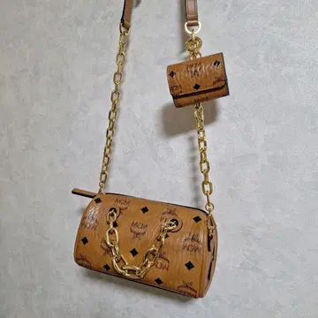 MCM 브라운 숄더백 골드 체인 포함