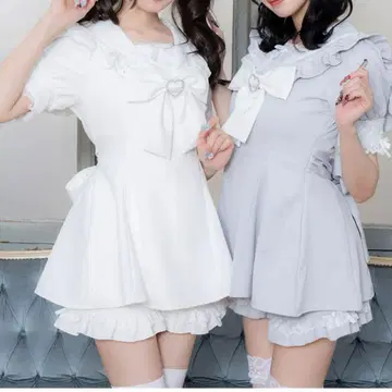 DearMyLove 레이스 겹침 세일러 리본 셋업 팬츠 제외