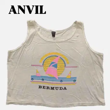 ANVIL BERMUDA 80s 90s 탱크탑 아트 프린트 구제 의류