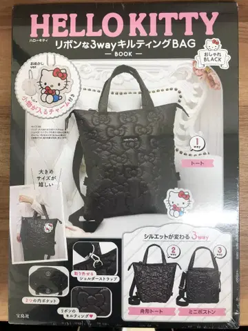 [ 새상품 ] HELLO KITTY 리본 3way 퀼팅 BAG BLACK