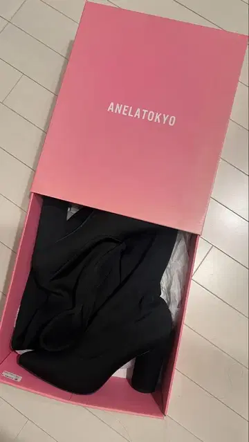 ANELATOKYO 블랙 롱 부츠 하이힐