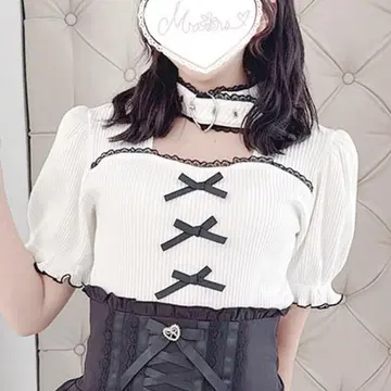 MARS 하트 벨트 골지 상의 화이트 반팔
