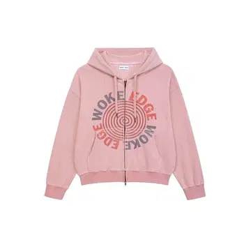 woke edge thermal zip hoodie pink