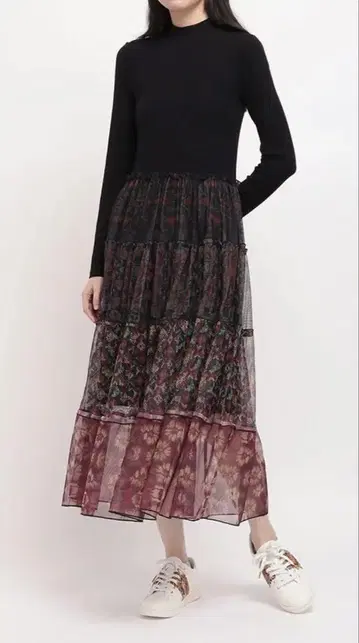 데시구알 Desigual 튤 소재 프릴 여성용 롱 원피스