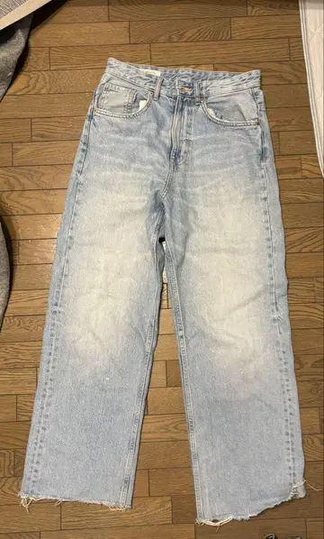라이트 블루 와이드 레그 데님 ZARA
