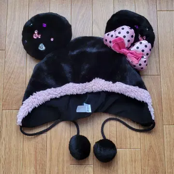 [새상품급] 디즈니 미니 팬캡 블랙핑크 사이즈 58cm