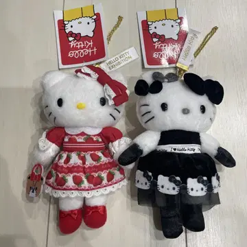 헬로키티전 헬로키티 마스코트 홀더 모노톤 딸기