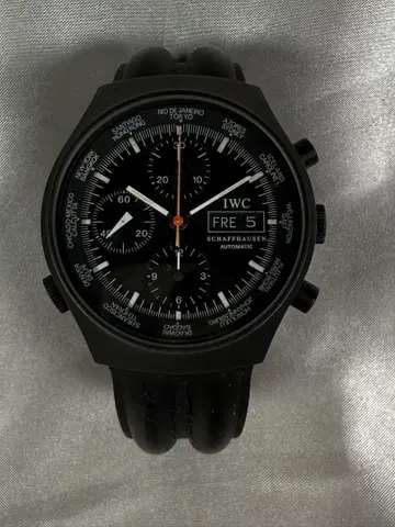 IWC 다이얼 사용 자동 와인딩 크로노그래프 블랙