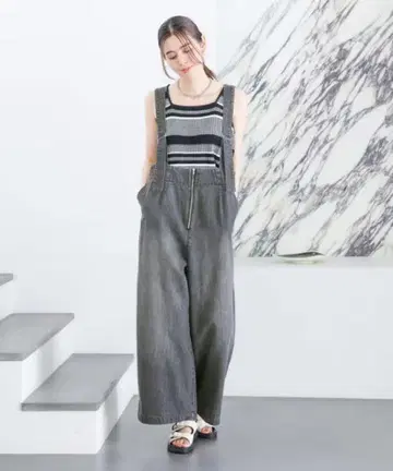 LEPSIM 데님 서스펜더 팬츠