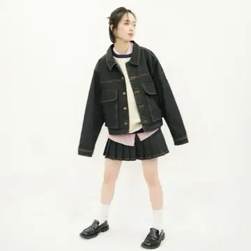 common gull products. 데님 미니 플리츠 블랙