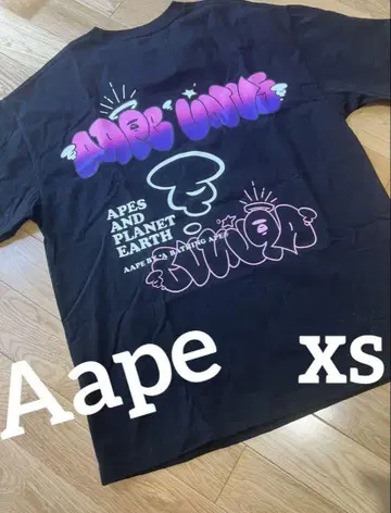 Aape 그래픽 프린트 T셔츠 XS 블랙 빅 로고 스트릿