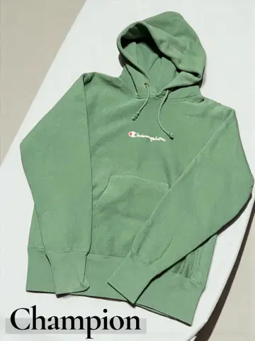 [ Champion ] 그린 후드티 M 사이즈 복각 단색 택 구제 의류