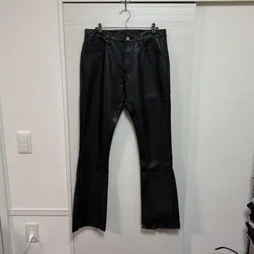 mnml leather coating flare pants