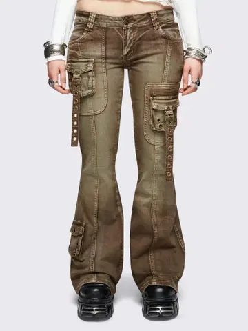 Minga London ELSIE BROWN FLARED JEANS