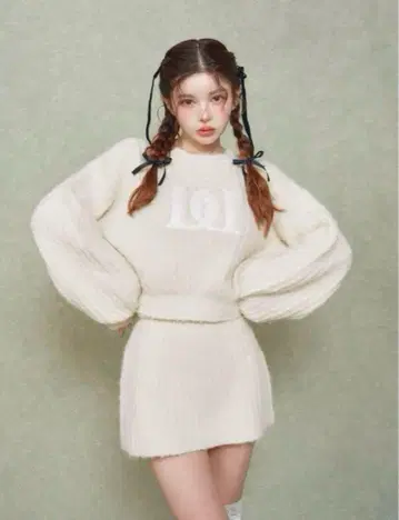 Darich 퀼팅 로고 니트 셋업 white