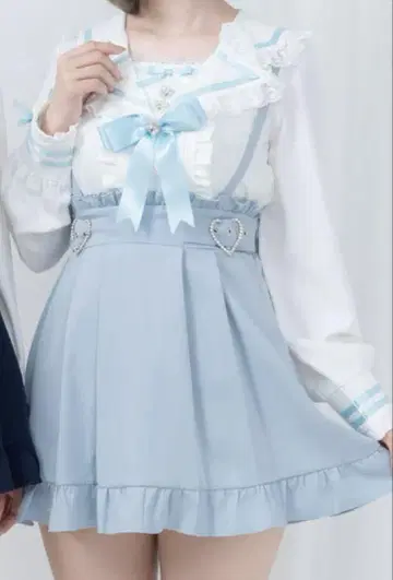 최애 리본 테일러드 세일러 카라 블라우스 + 스커트 셋업