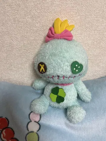 디즈니 스크램프 봉제 인형 스티치 클로버 하트 레어