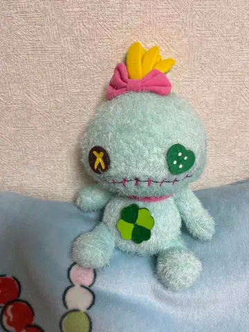 디즈니 스크램프 봉제 인형 스티치 클로버 하트 레어