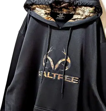 리얼트리 로고 자수 후드티 블랙 XL 구제 의류