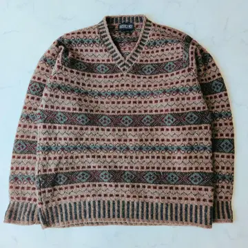 빈티지 Scotland LANDS' END 니트 보더 M