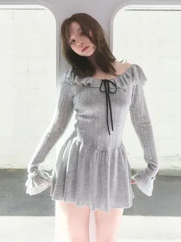 andmary Hana 니트 미니 드레스 그레이 마리