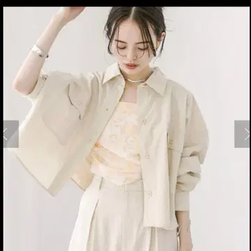mystic 오버 숏 셔츠 베이지