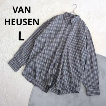 VAN HEUSEN 남성용 셔츠 L 16-16 1/2 파랑 체크 무늬