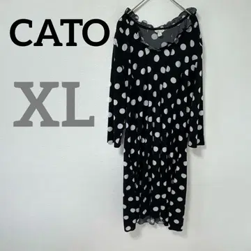 CATO [XL] 원피스 도트 무늬 긴팔 원피스 블랙 귀여운