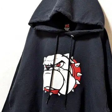 헤인즈 불독 로고 후드 맨투맨 블랙 L 구제 의류